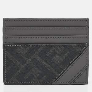 Fendi Grey Zucca Coated Canvas and Leather Diagonal Card Holder