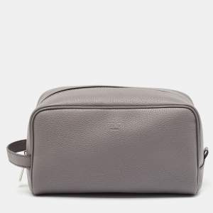 Fendi Grey Leather Travel Kit Pouch