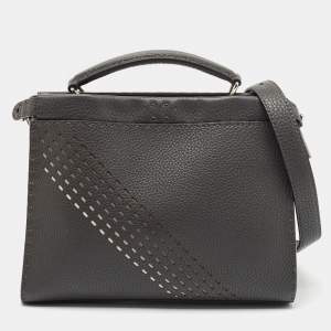 Fendi Grey Leather Mini Peekaboo Iconic Fit Briefcase