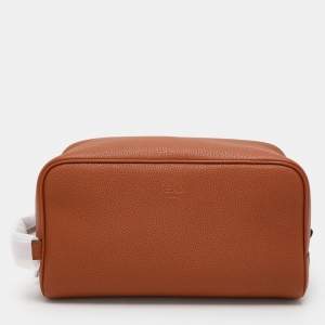 Fendi Brown Leather Travel Kit Pouch