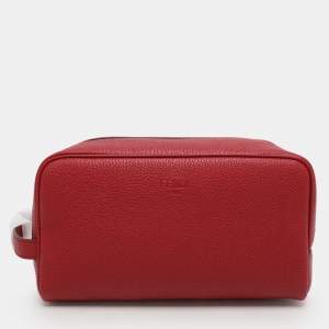 Fendi Red Leather Travel Kit Pouch With Passport Holder