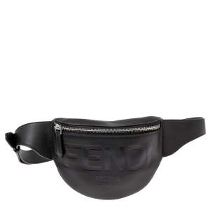Fendi Black Leather Logo Belt Bag