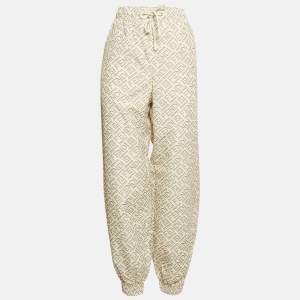 Fendi X Skims Cream/Green Logo Monogram Synthetic Joggers M