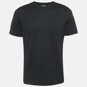 Fendi Black Logo Embroidered Cotton Crew Neck T-Shirt L