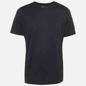 Fendi Black Logo Embroidery Cotton Crew Neck Divisa T-Shirt XL