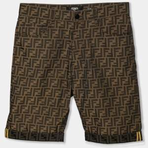 Fendi Brown FF Logo Jacquard Shorts M