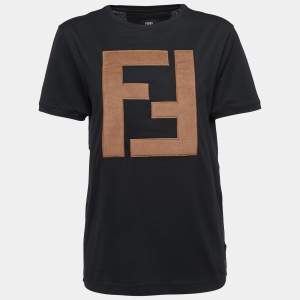 Fendi Black Cotton FF Applique T-Shirt M