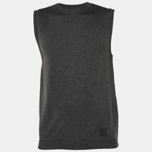 Fendi Charcoal Grey Fleece Wool Sweater Vest M