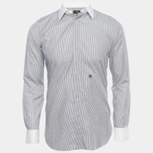Fendi Black/White Striped Cotton Button Front Shirt S
