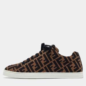 Fendi Brown Fabric Zucca Low Top Sneakers 40