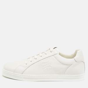 Fendi White Leather Low Top Sneakers Size 39.5
