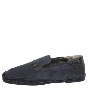 Fendi Blue/Black Suede And Leather Bag Bugs Slip On Espadrilles Size 41