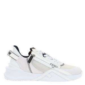 Fendi White Nylon Low Top Flow Sneakers EU 42