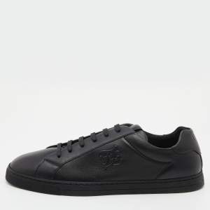 Fendi Black Leather Low Top Sneakers Size 41.5