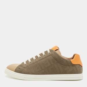 Fendi Tricolour Leather and FF Canvas Low Top Sneakers Size 42