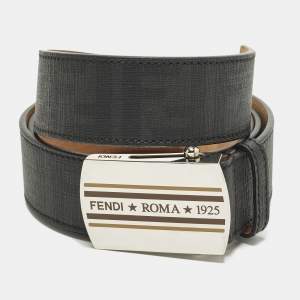 Pre Owned Fendi Roma 1925 100 CM Buckle Belt Black Zucca Coated Canvas