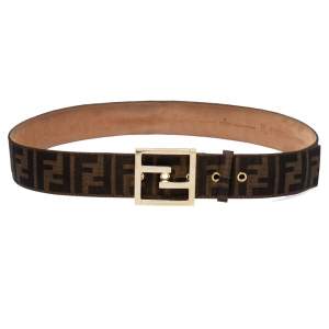 Fendi Tobacco Zucca Canvas Buckle Belt 90CM