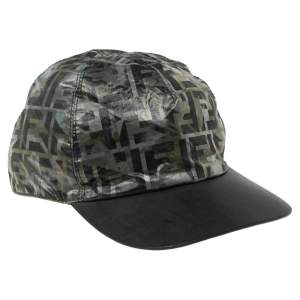 Fendi FF Camouflage Printed Synthetic & Leather Baseball Cap 