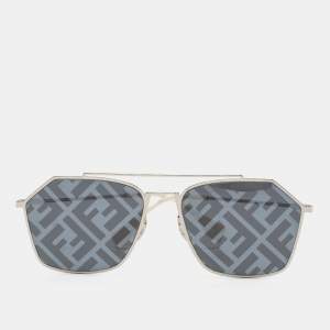 Fendi Silver Tone/Grey Zucca Mirrored M0022 Aviator Sunglasses