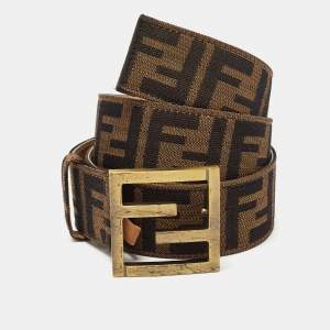 Fendi Tobacco Zucca Canvas FF Buckle Belt 100CM