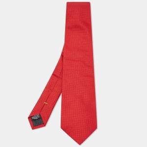 Fendi Red FF Patterned Silk Tie