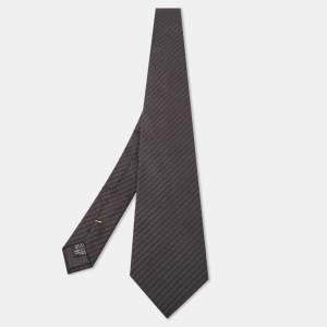 Fendi Black Striped Silk Blend Traditional Tie