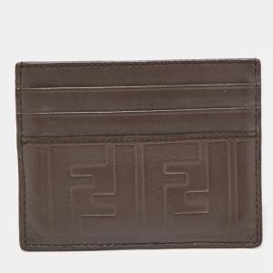 Fendi Brown Zucca Leather Card Holder