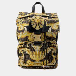 Fendi Black/Yellow/Brown Nylon Fendace Backpack