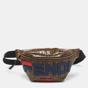 Fendi x Fila Brown Zucca Coated Canvas Mania Belt Bag