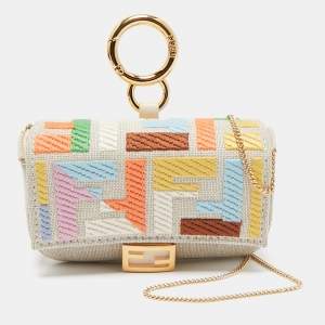 Fendi Multicolor Zucca Canvas Nano Baguette Charm Bag