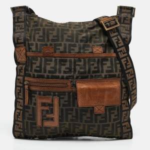 Fendi Brown/Tobacco Zucca Nylon Flat Messenger Bag