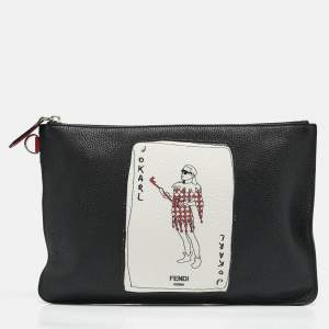 Fendi Black Leather Joker Slim Pouch