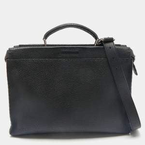 Fendi Black Selleria Leather Peekaboo ISeeU Briefcase