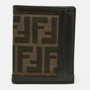 Pre Owned Fendi Tobacco Zucca Canvas and Leather Bifold Wallet
