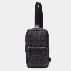 Pre Owned Fendi Black Zucca Canvas and Leather Convertible Backpack