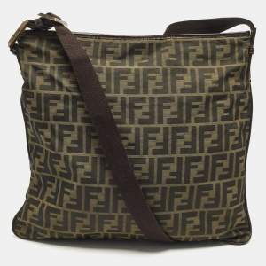 Pre Owned Fendi Tobacco Zucca Nylon Messenger Bag