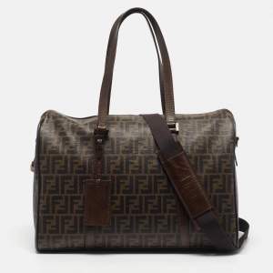 Pre Owned Fendi Tobacco Zucca Coated Canvas Duffel Bag