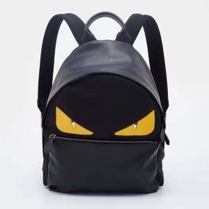 Fendi Black Nylon and Leather Monster Eyes Backpack