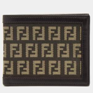 Fendi Brown Zucchino Canvas Bi-Fold Wallet