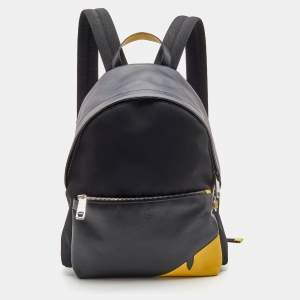 Fendi Black Nylon and Leather Mono Eye Bug Backpack