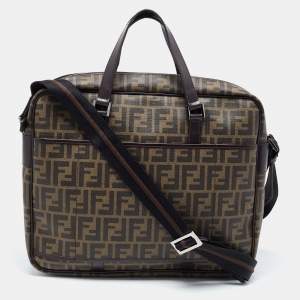 Fendi Tobacco Zucca Coated Canvas and Leather Laptop Bag