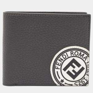 Fendi Grey Leather Roman Bifold Wallet