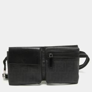 Fendi Black Zucca Coated Canvas Belt Bag