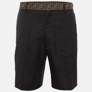 Fendi Black Monogram Contrast Trimmed Shorts L