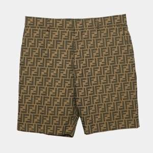 Fendi Brown Zucca Jacquard Cotton Blend Shorts S