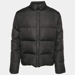 Fendi Black Logo Print Synthetic Reversible Puffer Jacket XL