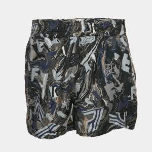 Fendi Blue Logo Fragment Print Silk Shorts L
