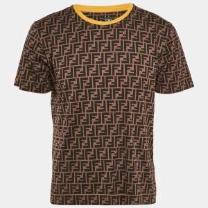 Fendi Brown Zucca Print Jersey Crewneck T-Shirt S