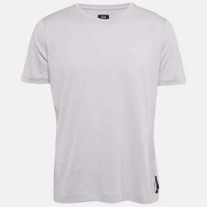 Fendi Lavender O’Lock Embroidered Jersey T-Shirt XL