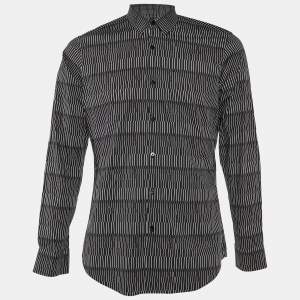 Fendi Black Stripe Print Cotton Long Sleeve Shirt M